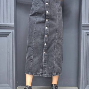 دامن جین دکمه دار