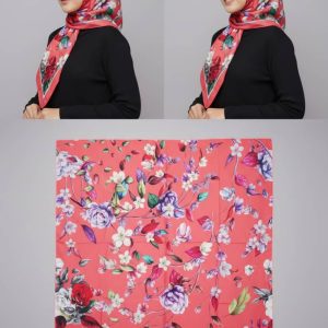 روسری ساتن قد 120 طرح گل رنگ بندی